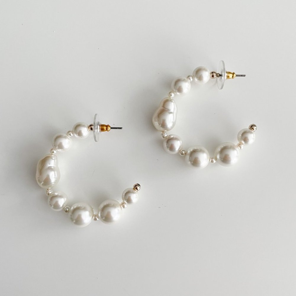 J. Crew Factory Pearl Hoop Earrings